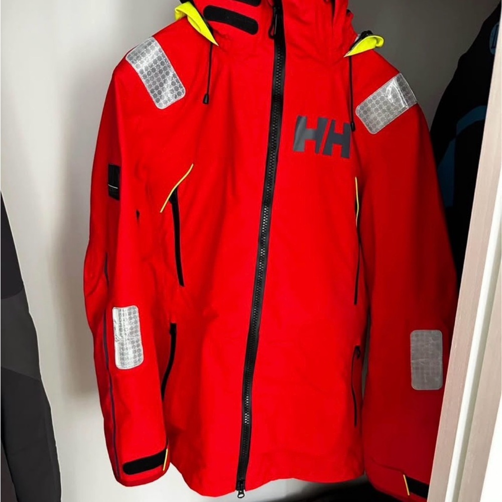 Helly Hansen Vibrant Red Jacket with Yellow and Reflective Details